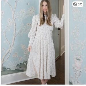 ANTONIO MELANI born on fifth Eloise Soft Cream Floral Puff-Sleeve Midi Dress 6